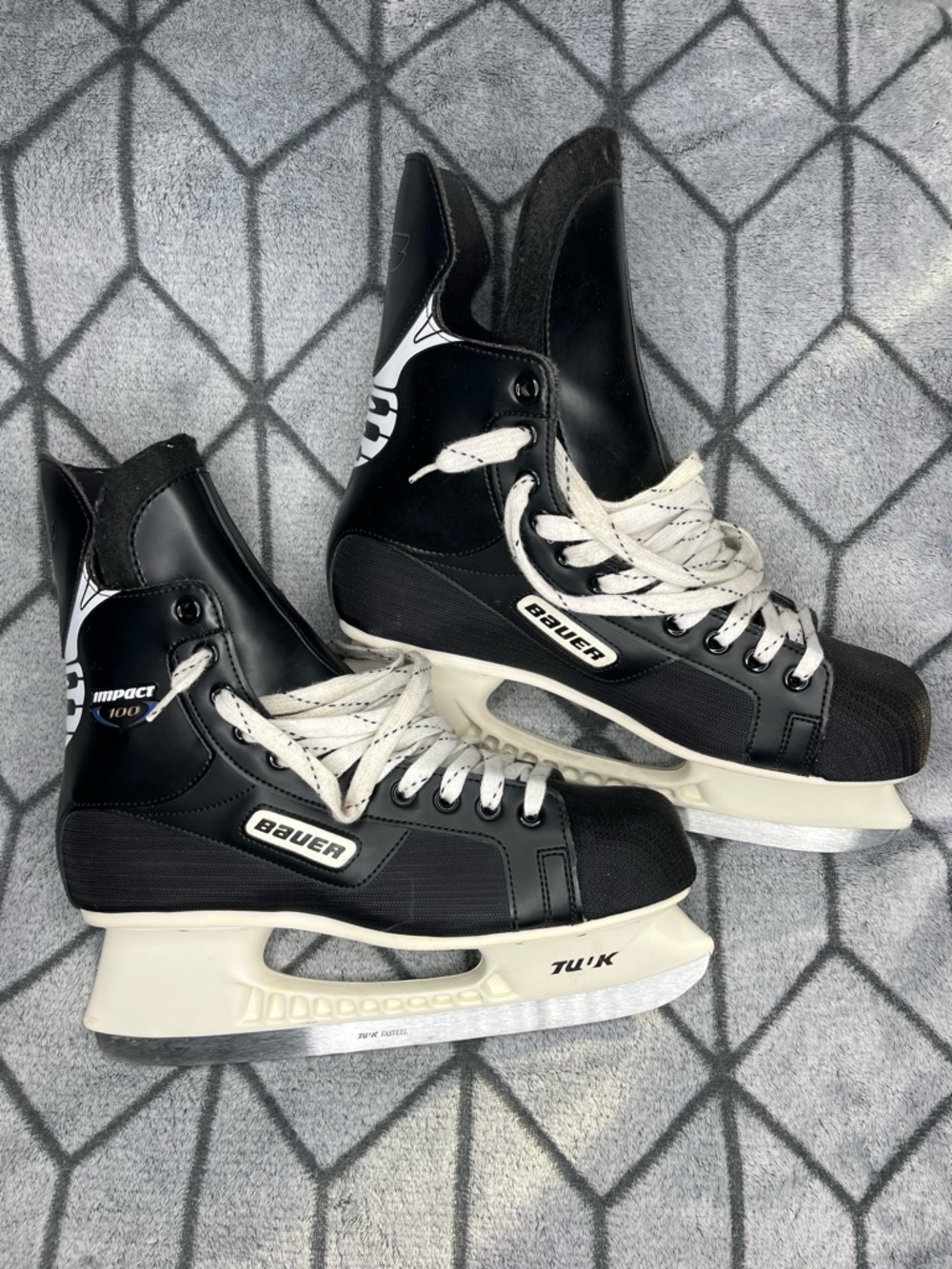 Bauer Impact 100 White Hockey Skate TUUK Fasteel Blade